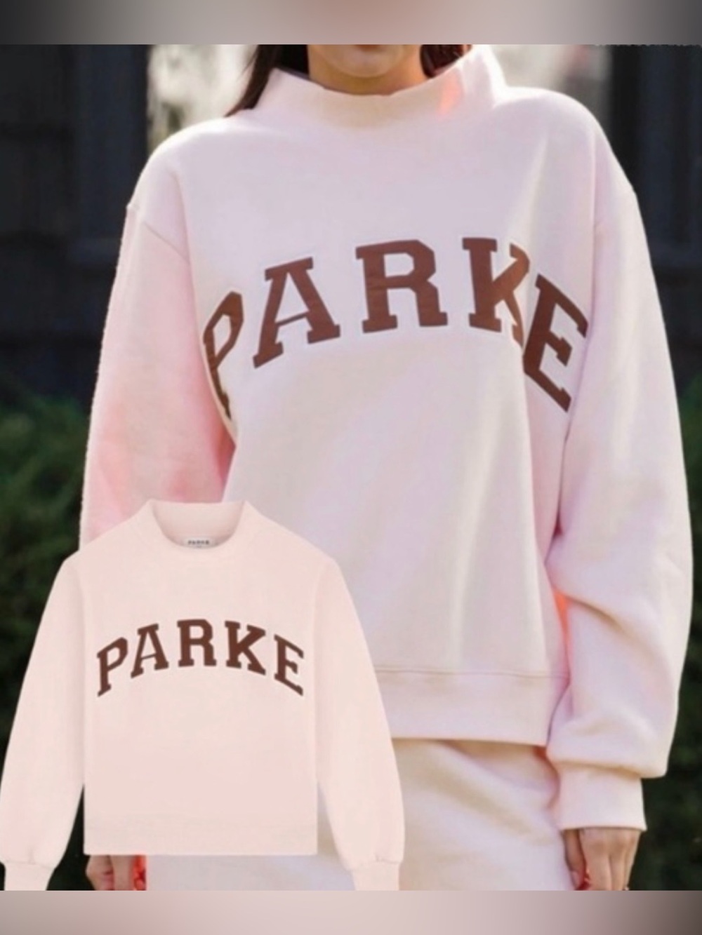 Parke Hometown Varsity Mockneck Varsity Pullover in Rose + Mocha Size L/XL